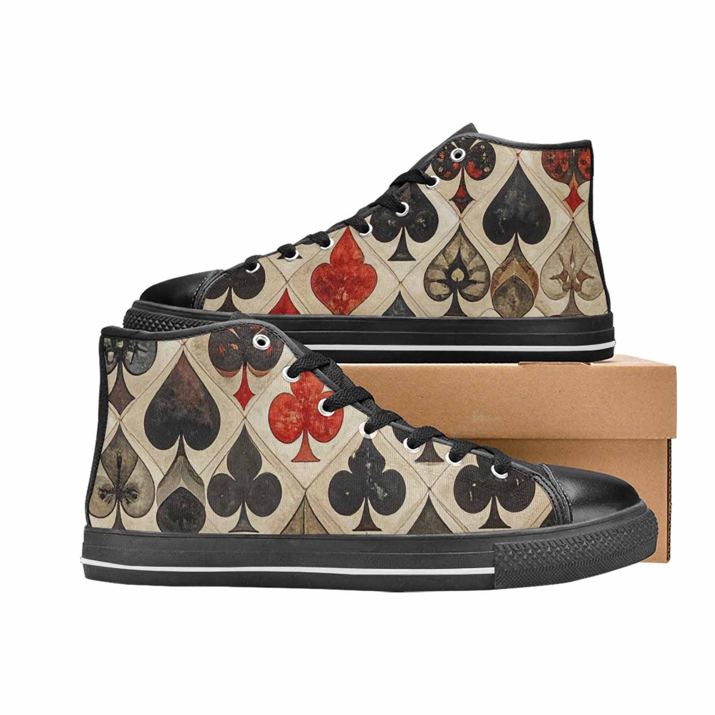 WOMEN'S Playing Card Suit High Top Canvas Grunge Custom Shoes