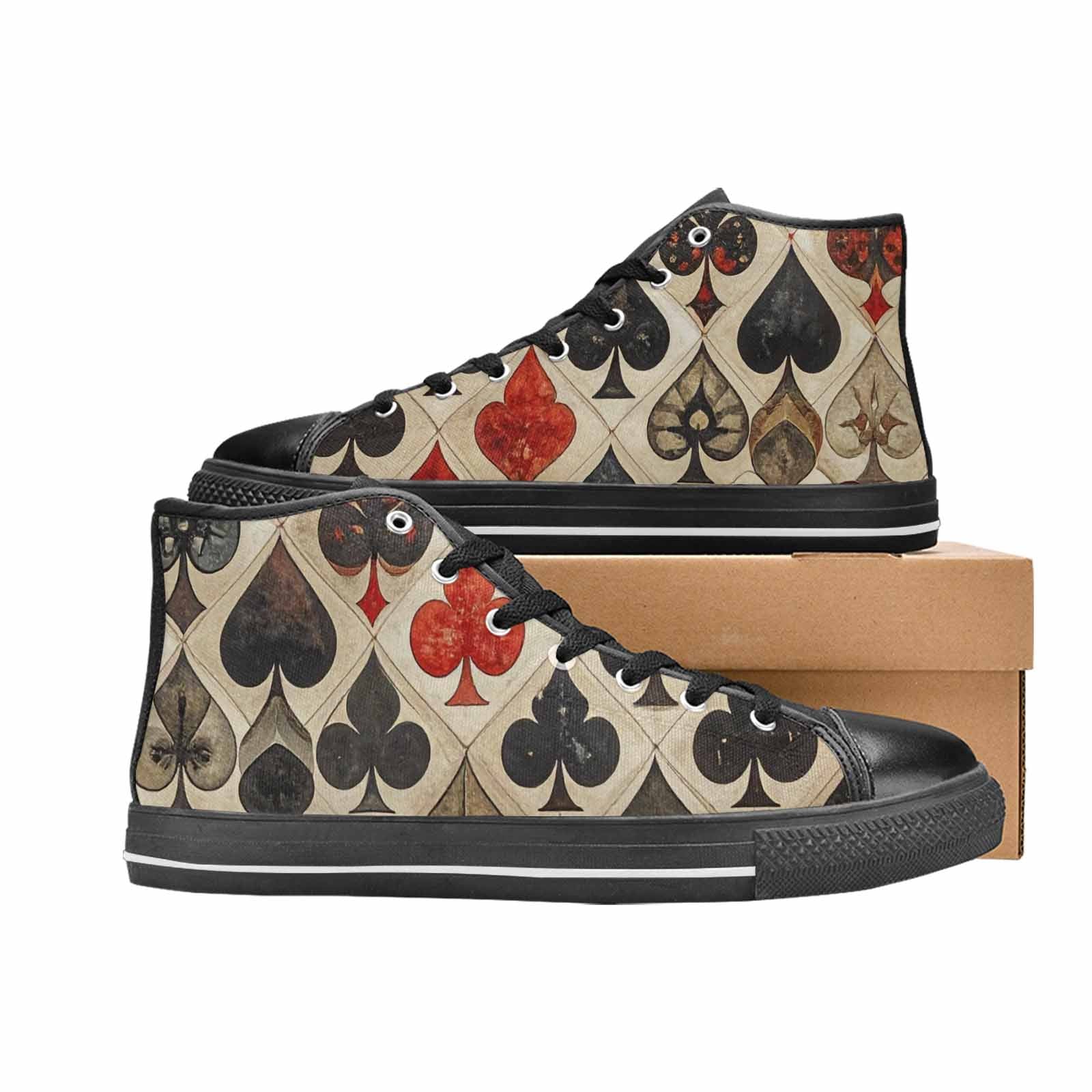 WOMEN'S Playing Card Suit High Top Canvas Grunge Custom Shoes