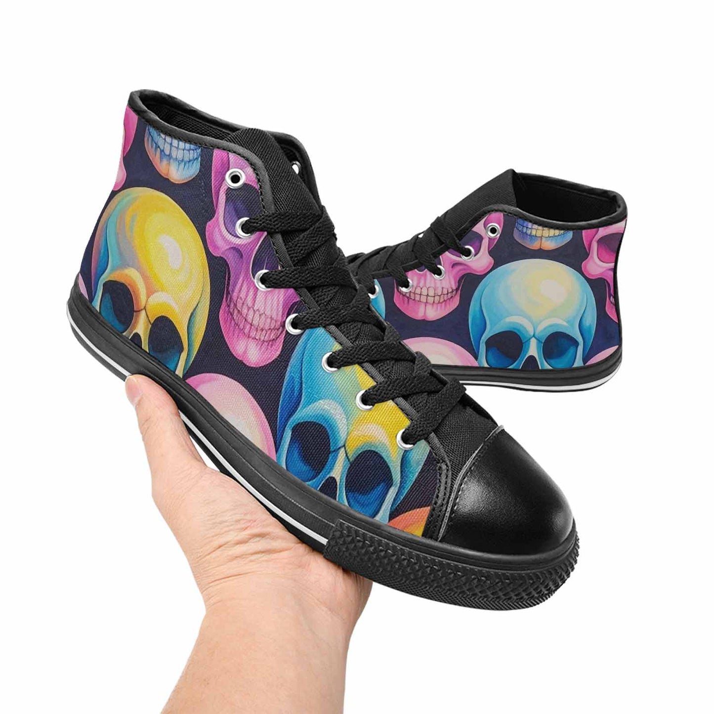 MEN'S Dripping Candy Skulls High Top Canvas Y2K Custom Shoes