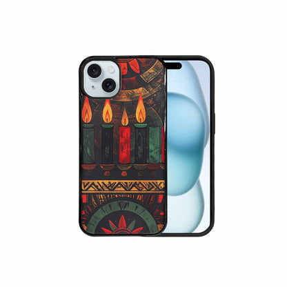 iPhone 15 Plus Case — Kwanzaa Kinara Pattern Seamless Repeat African, Original Design Phone Case
