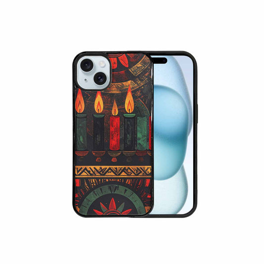 iPhone 15 Plus Case — Kwanzaa Kinara Pattern Seamless Repeat African, Custom Art Phone Cover
