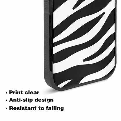 iPhone 15 Plus Case — Zebra Print Black White Custom, Original Design Phone Case