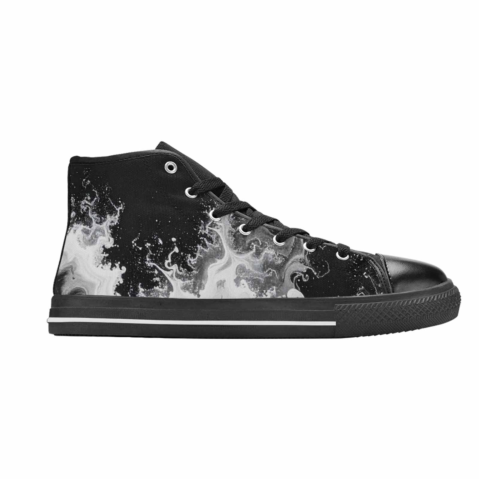 MEN'S Tie Dye Acid Wash Black White High Top Canvas Cottagecore Sneakers