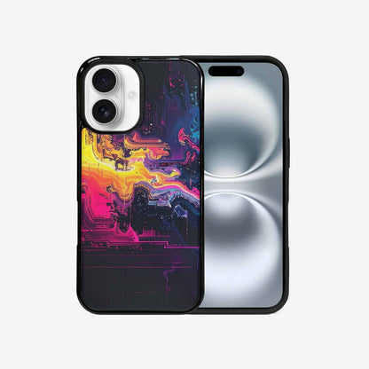 iPhone 16 Case — Glitch Dark Art Seamless Pattern Vibrant, Custom Print Case Cover
