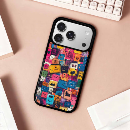 iPhone 17 Pro Case — Hand Drawn Icon Doodle Pattern Original, Custom Made Phone Cover