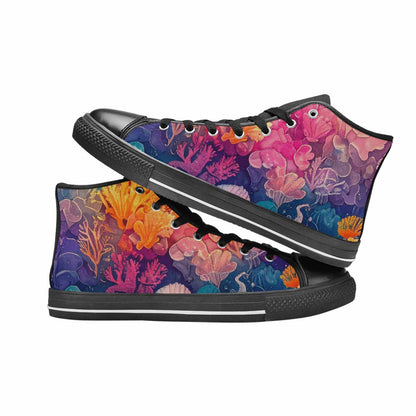 MEN'S Fish Scale Coral High Top Canvas Cottagecore Custom Shoes