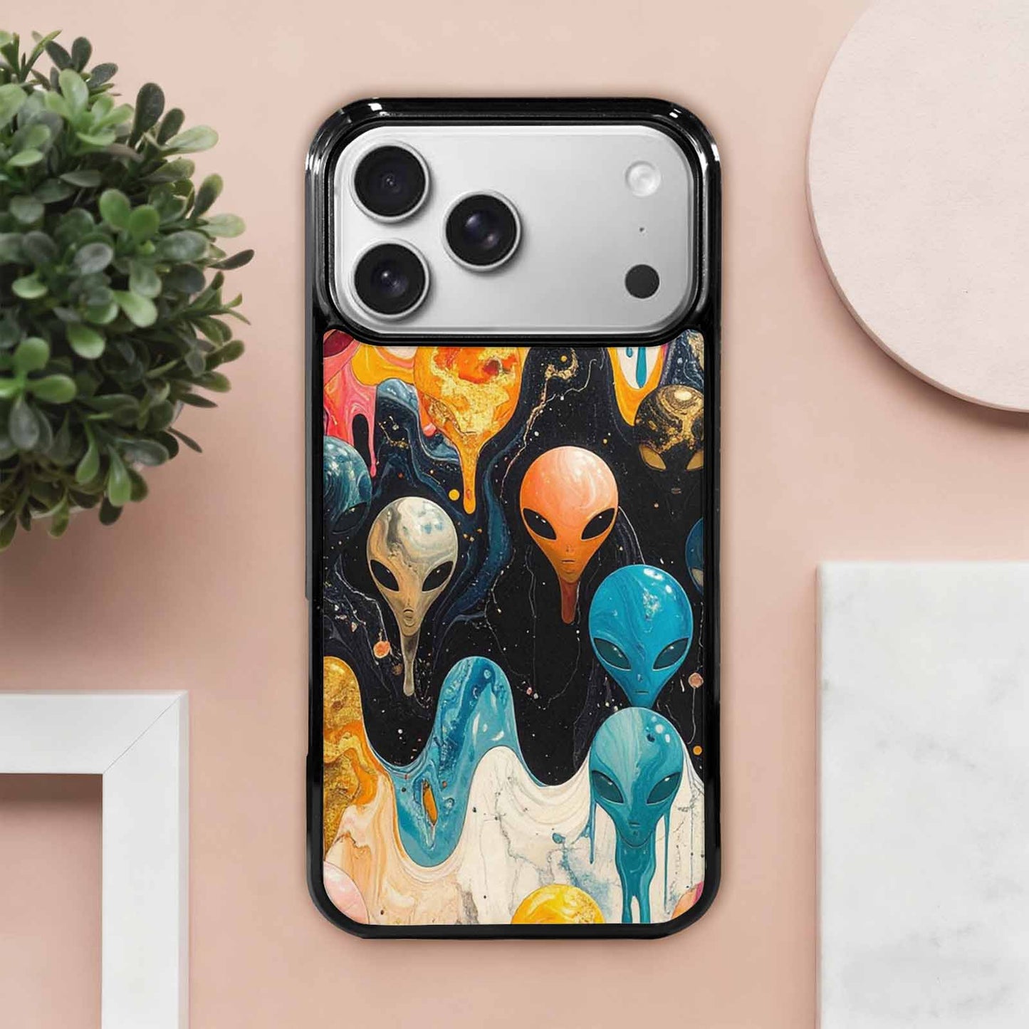 iPhone 17 Pro Max Case — Aliens Marblealiens Pattern Alien Scifi, Custom Printed Phone Case