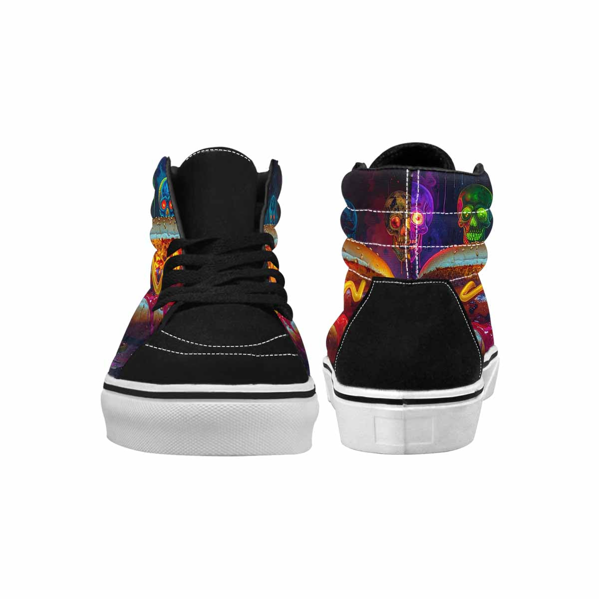 MEN'S Toxic Skeleton Hot Dog High Top Canvas Melting Art Sneakers