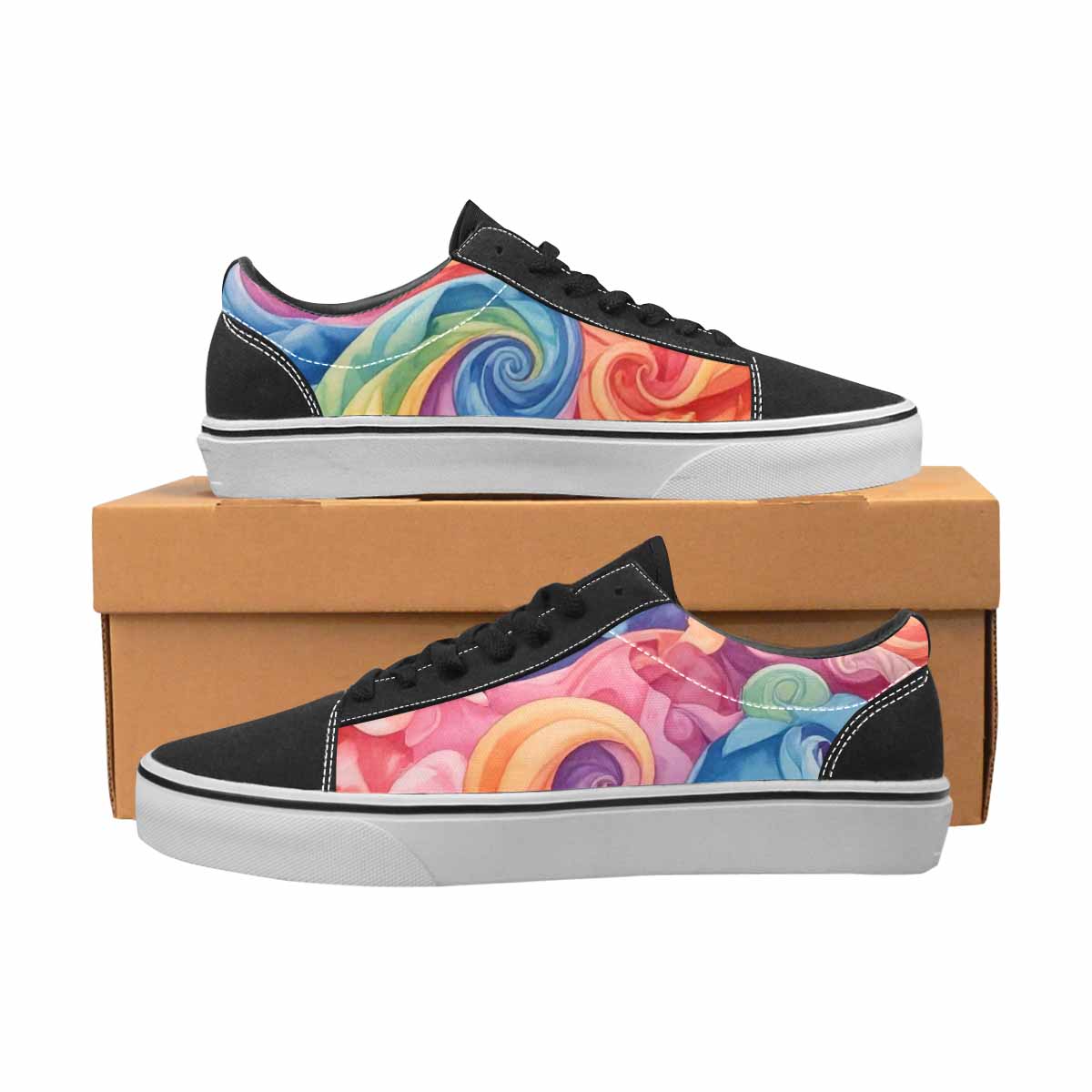 WOMEN'S Tie Dye Swirls Tie Lace-Up Canvas Grunge Custom Shoes