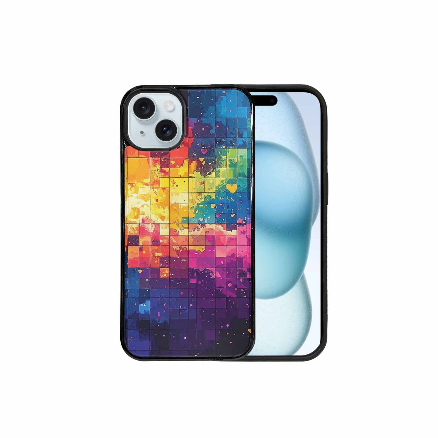 iPhone 15 Plus Case — Pixel Art 8 Bit Burst Pattern, Custom Designed Case Cover