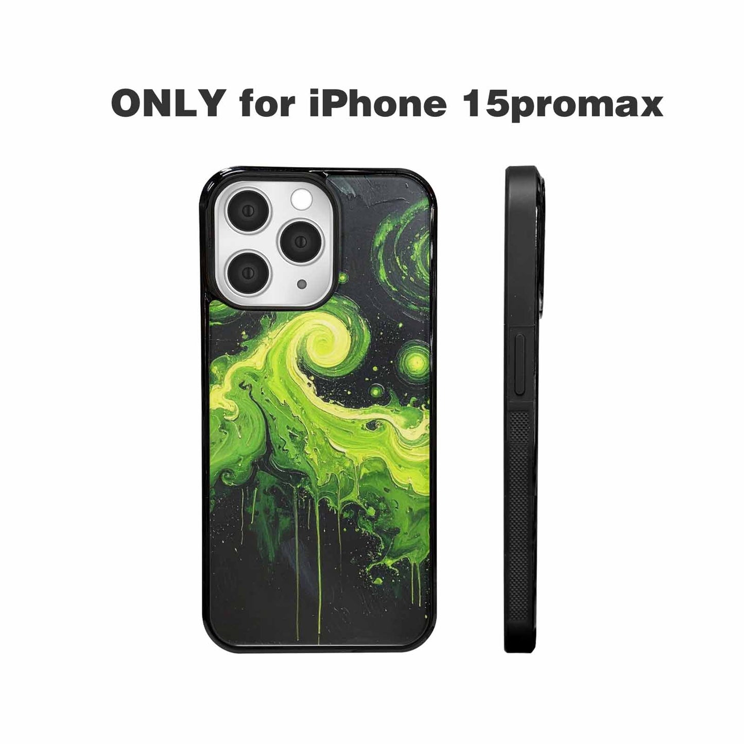 iPhone 15 Pro Max Case — Melting Galaxy Acid Green, Custom Art Phone Cover