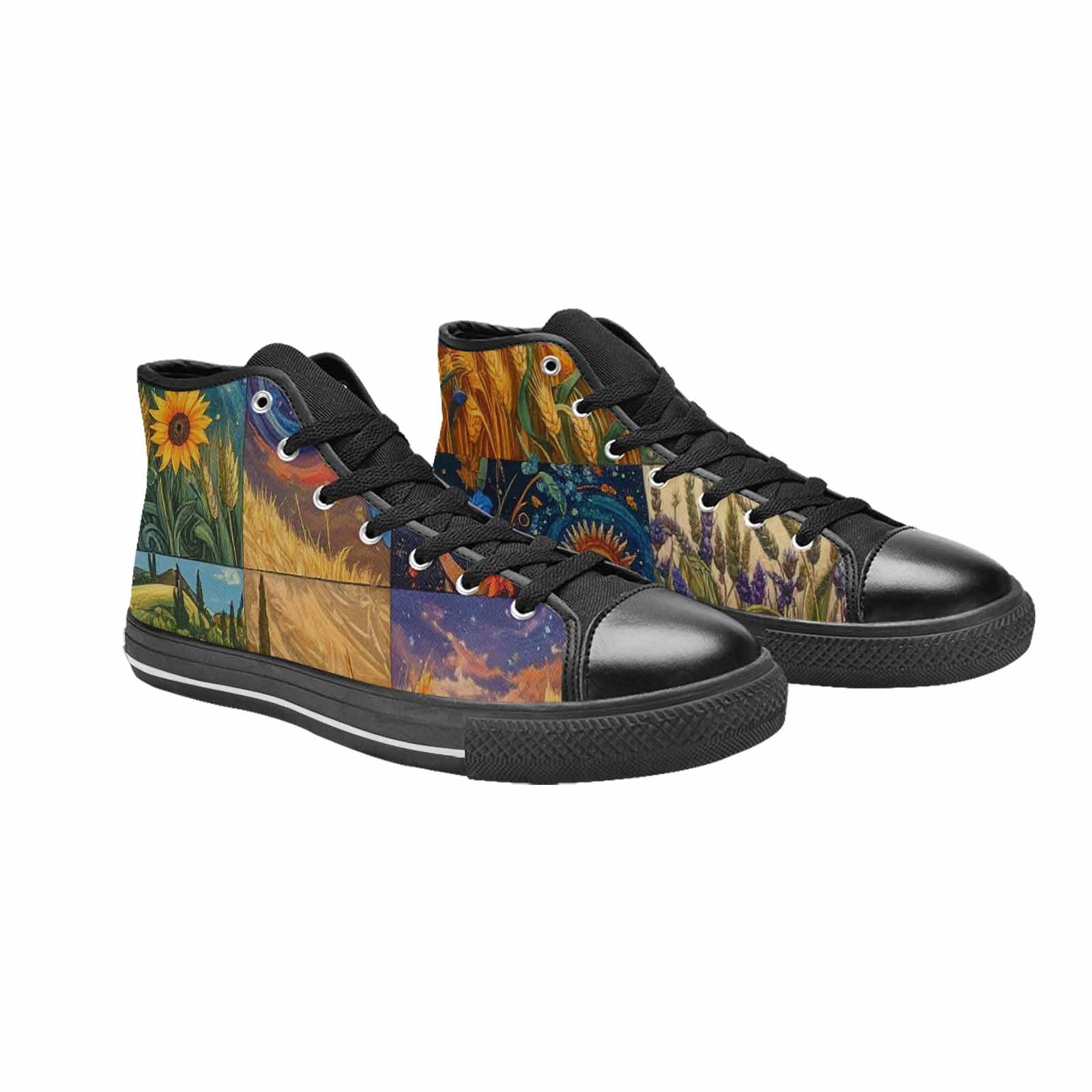 MEN'S Van Gogh-Style Swirl High Top Canvas Vivid Custom Sneakers