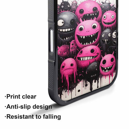 iPhone 17 Pro Case — Black Pink Ink Monsters General Cartoon, Custom Made Phone Cover