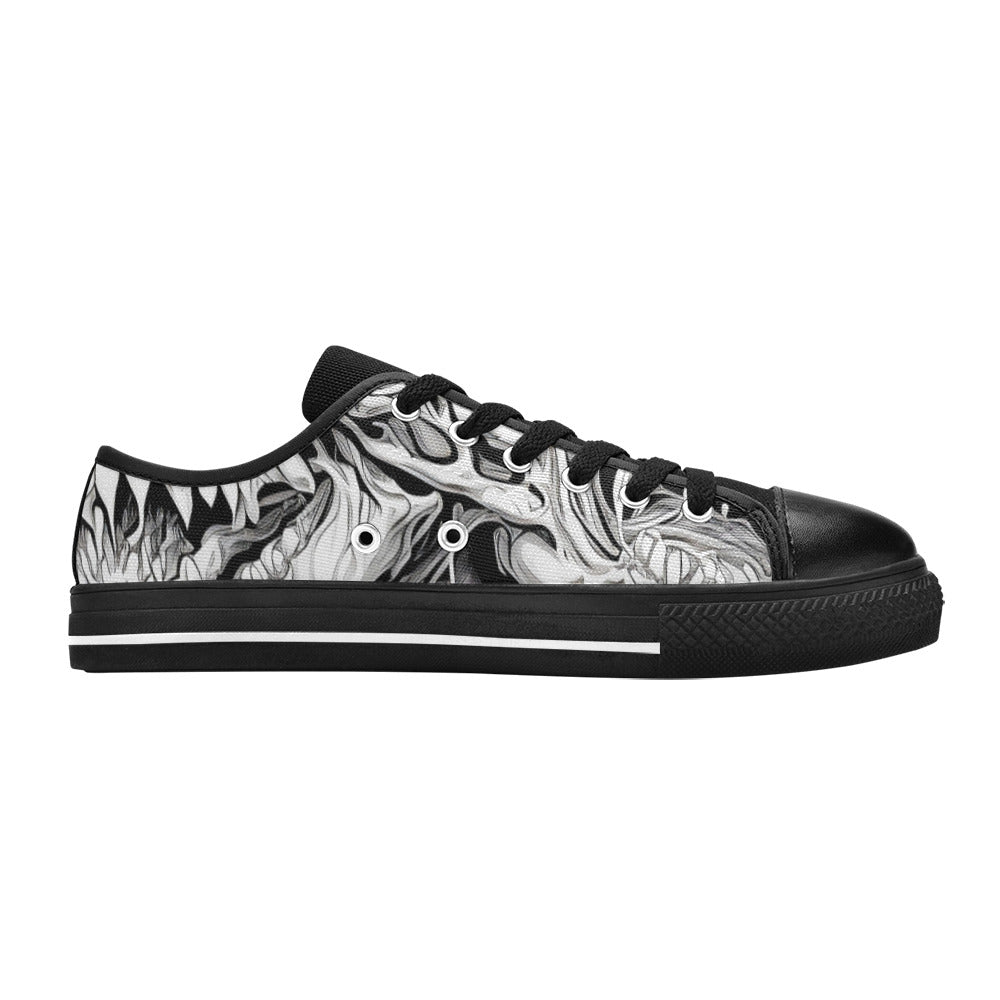 MEN'S Cc Demons Grey Canvas Grunge Custom Shoes