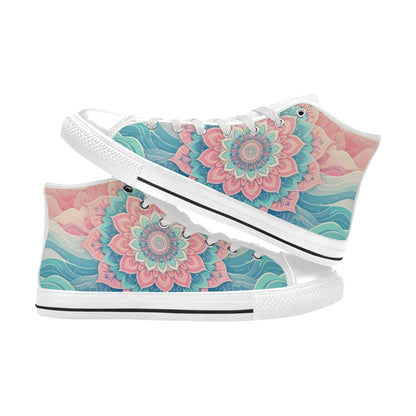 WOMEN'S Pastel Wave Mandala High Top Canvas Surreal Sneakers