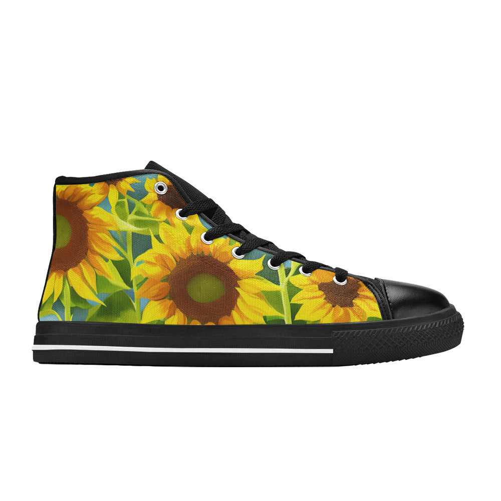 WOMEN'S Sunflowers Art 3 High Top Canvas Dark Academia Sneakers
