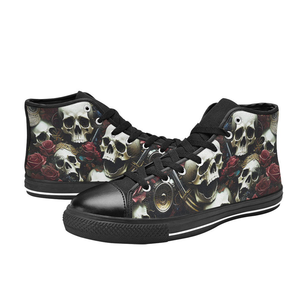 WOMEN'S Rose Skulls Dark 4 High Top Canvas Y2K Sneakers