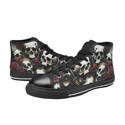 WOMEN'S Rose Skulls Dark 4 High Top Canvas Y2K Sneakers