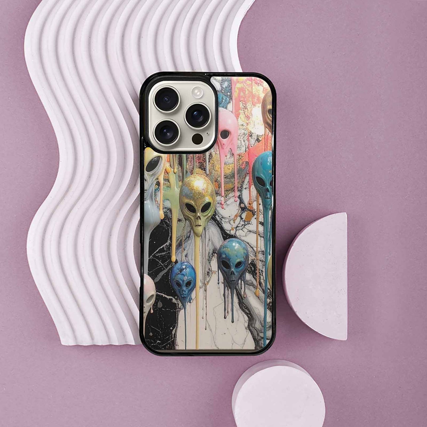 iPhone 16 Pro Max Case — Aliens Marblemelting Aliens Pa Eif, Custom Art Phone Cover