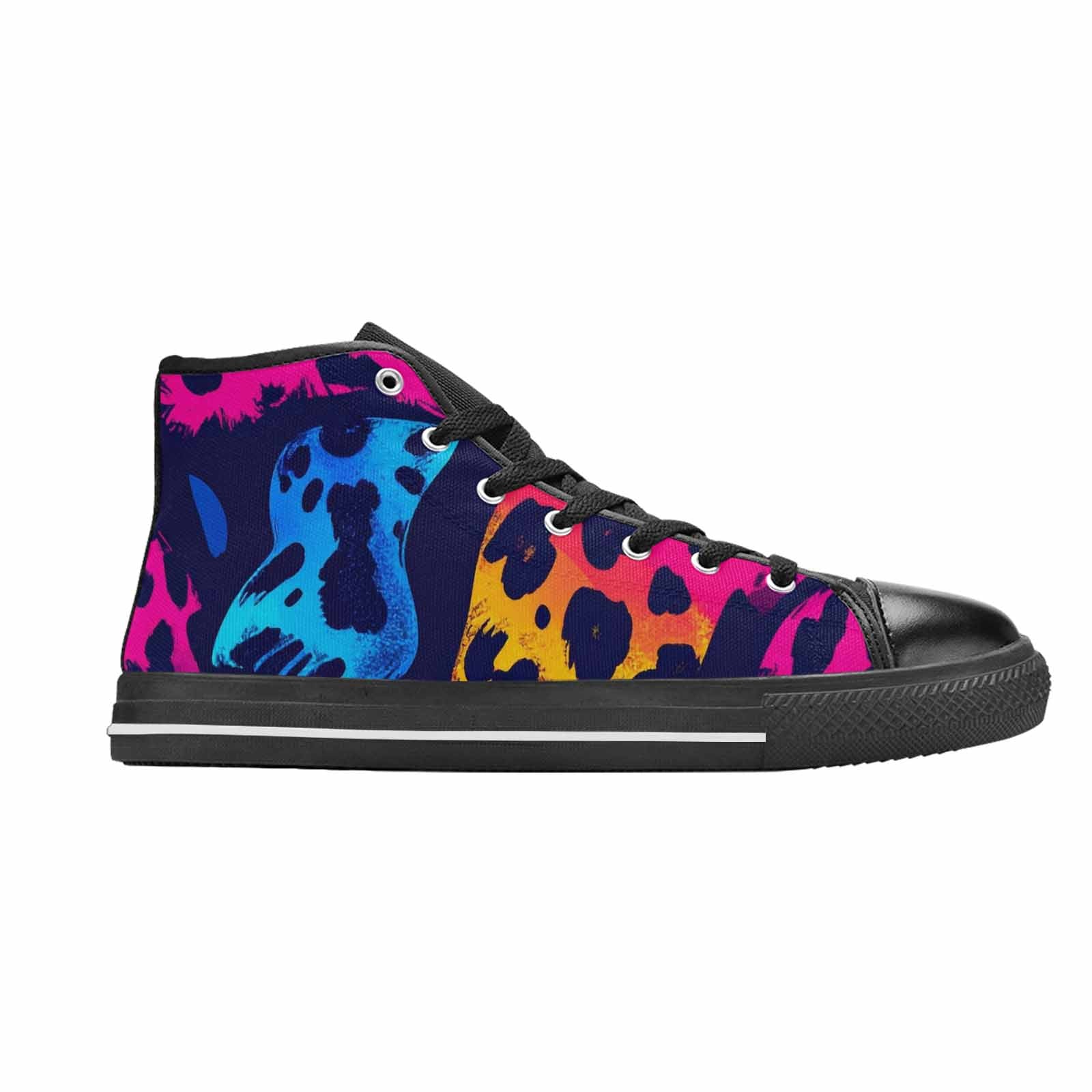 WOMEN'S Leopard Print Neon High Top Canvas Dreamcore Custom Shoes