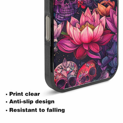 iPhone 15 Pro Max Case — Lotus Skulls, Custom Art Phone Cover