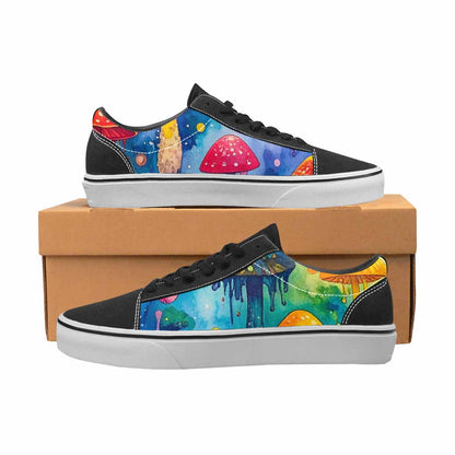 WOMEN'S Rainbow Drip Mushrooms Lace-Up Canvas Vibrant Chaos Sneakers