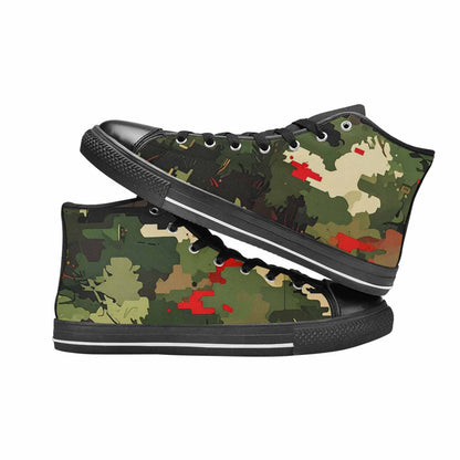 MEN'S Military Camouflage Blotch High Top Canvas Wallpaper Art Shoes