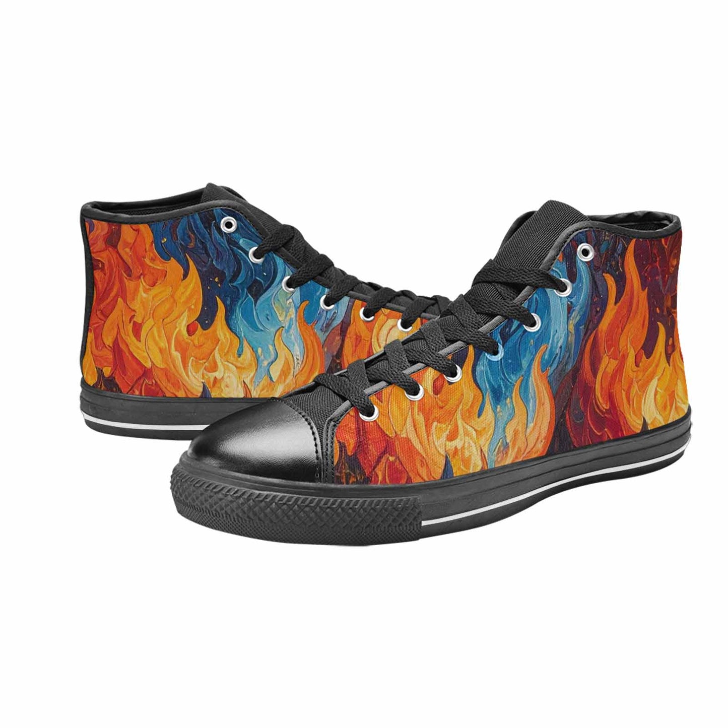 WOMEN'S Fire Flame High Top Canvas Vivid Custom Shoes