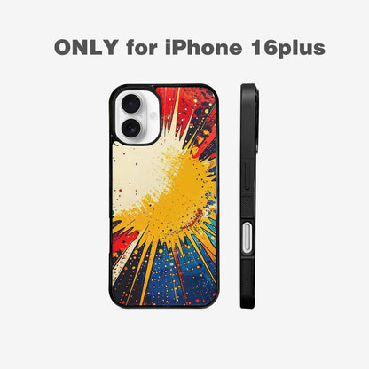 iPhone 16 Plus Case — Comic Halftone Comic Bursts Pattern Hundreds, Custom Made Phone Cover