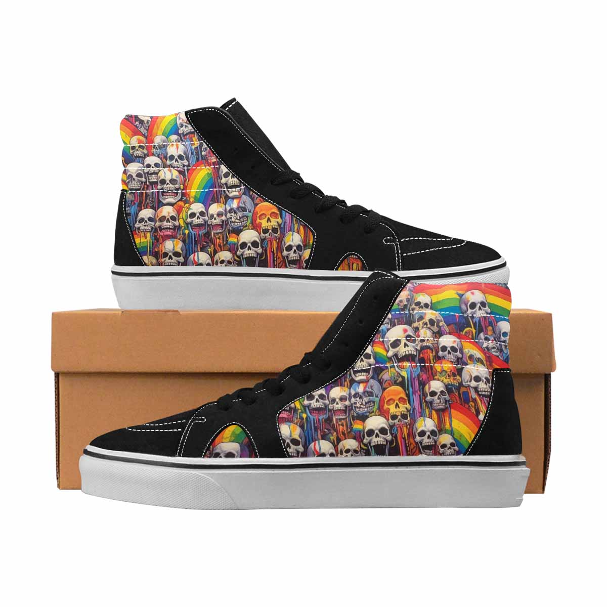 MEN'S Skulls High Top Canvas Graphic Print Melting Art Customized Sneakers