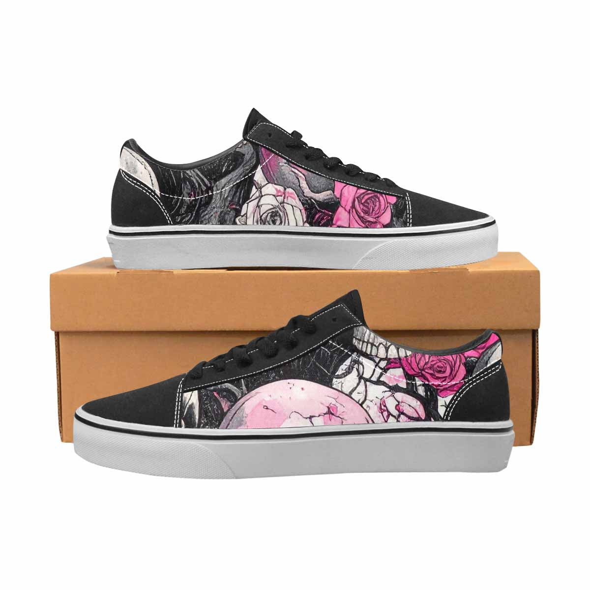 WOMEN'S Skull Roses Lace-Up Canvas Dreamlike Custom Shoes