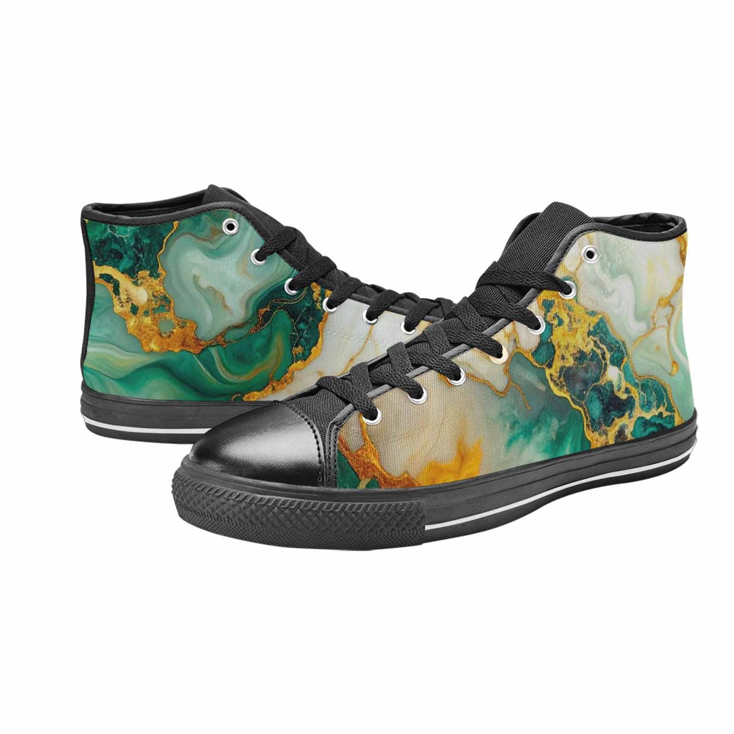 MEN'S Marble Gold High Top Canvas Neon Fantasy Shoes