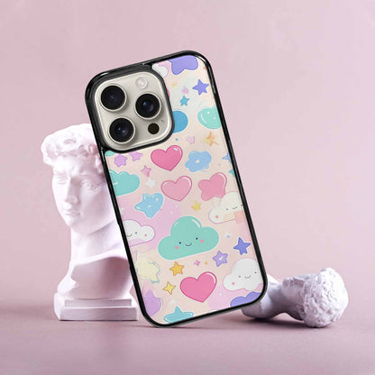 iPhone 16 Pro Case — Cute Kawaii Style Generic Icons Stars, Custom Designed Case Cover