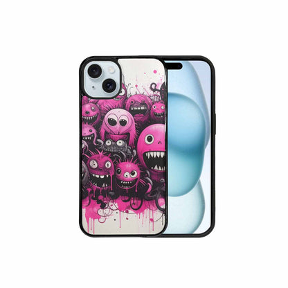iPhone 15 Plus Case — Monsters General Black Pink Ink Cartoon, Custom Art Phone Cover