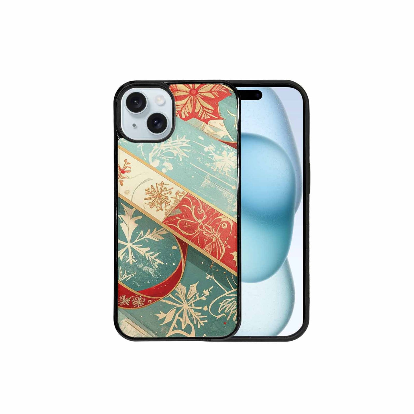 iPhone 15 Plus Case — Christmas Wrapping Paper Pattern Art Wallpaper, Customized Protective Case