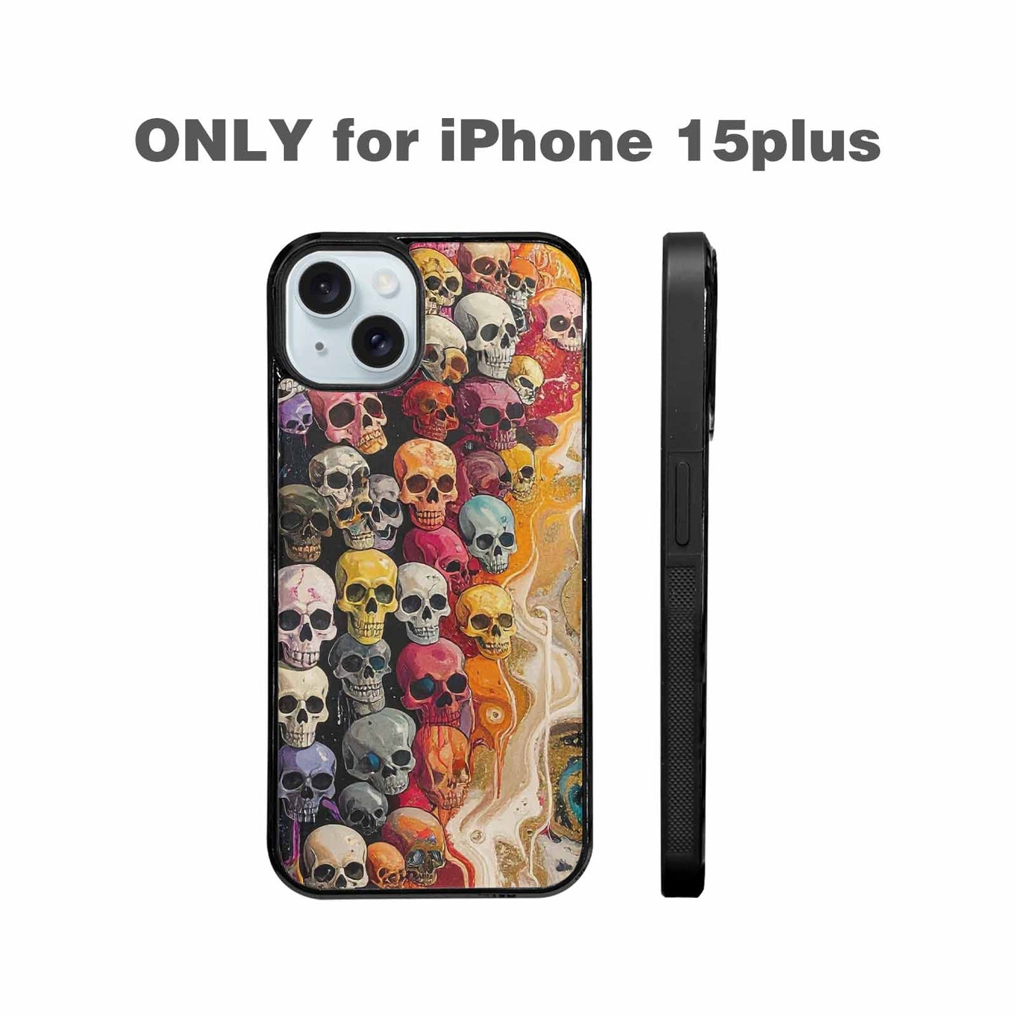 iPhone 15 Plus Case — Skulls Marbleskulls Pattern, Unique Phone Case Design