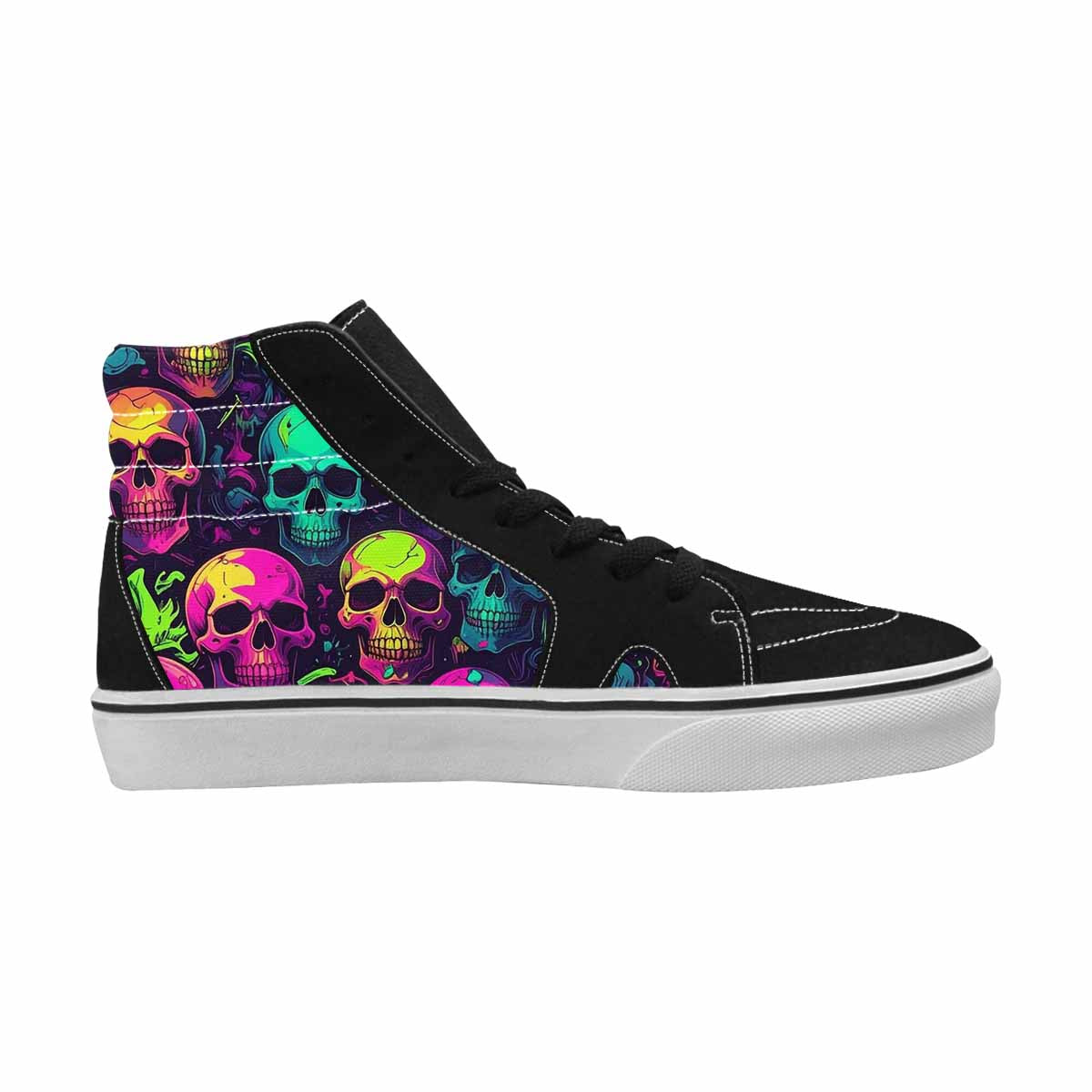 WOMEN'S Skulls - Neon High Top Canvas Aesthetic Custom Sneakers