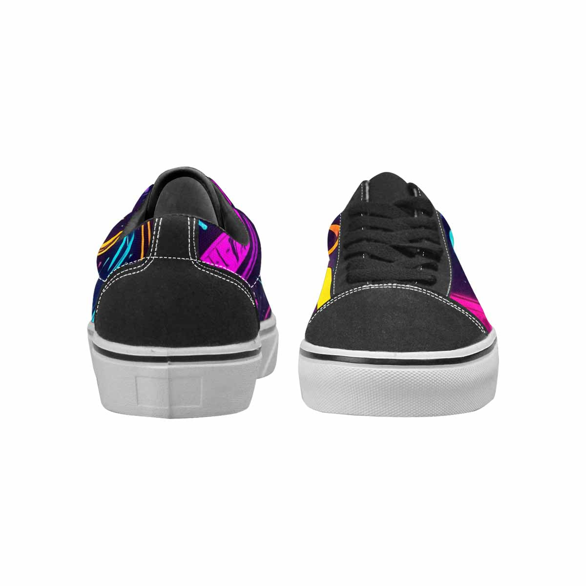 WOMEN'S 80s Retro Motif 80s Lace-Up Canvas Vibrant Chaos Sneakers