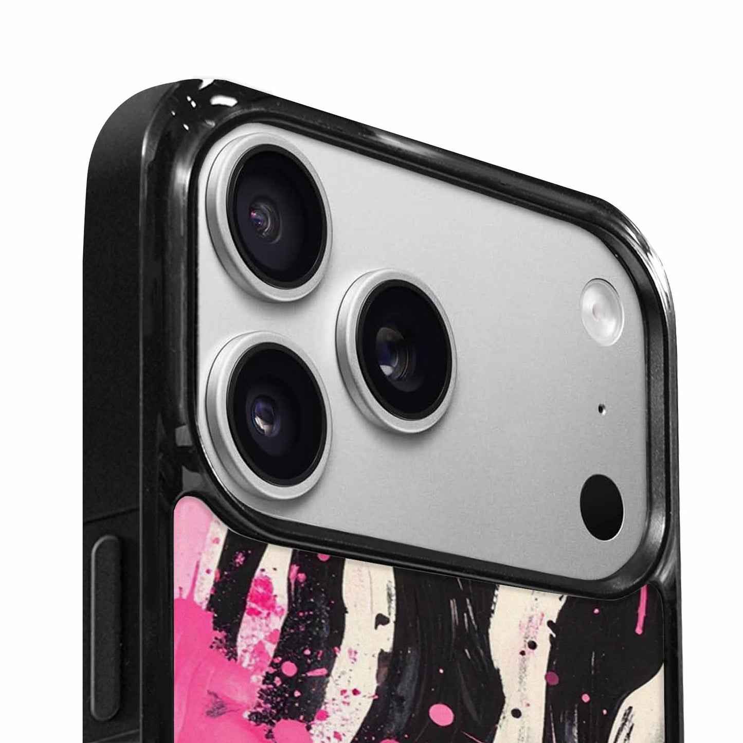 iPhone 17 Pro Case — Black Pink Ink Zebra Stripe Animal, Original Design Phone Case