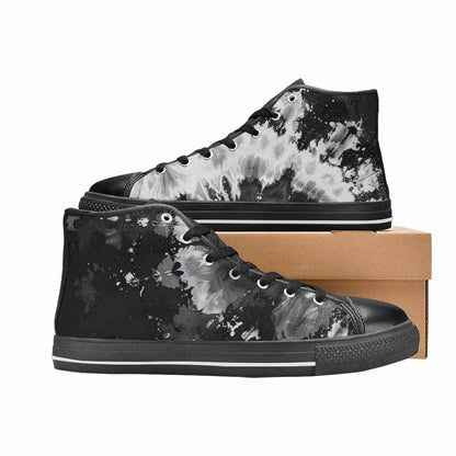 MEN'S Tie Dye Acid Wash Black White High Top Canvas Dark Academia Shoes