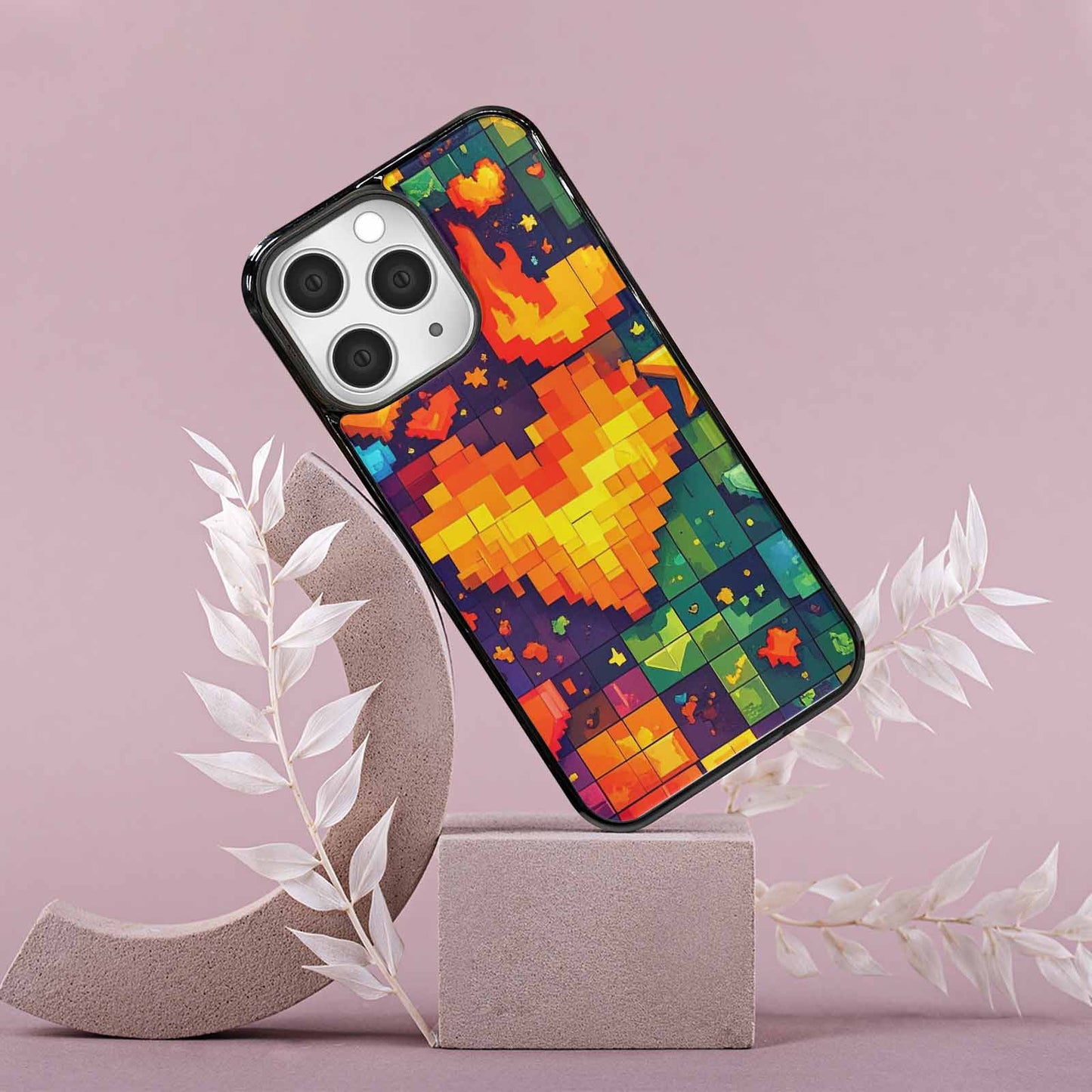 iPhone 15 Pro Max Case — Pixel Art 8 Bit Burst Pattern, Custom Art Phone Cover