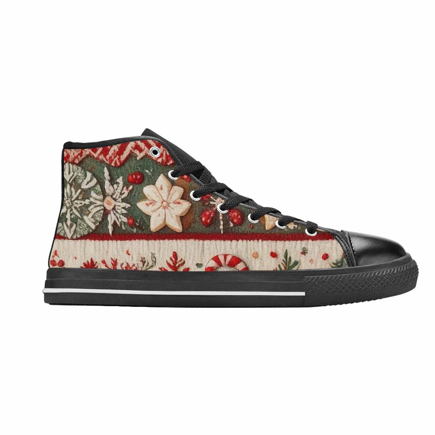 MEN'S Christmas Holly Snowflake High Top Canvas Vivid Custom Shoes