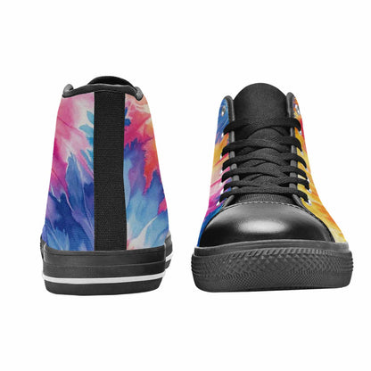 MEN'S Tie Dye Swirl High Top Canvas Vibrant Chaos Custom Sneakers