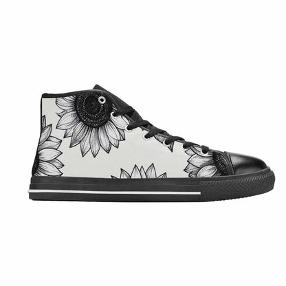 WOMEN'S Minimalist Line Art Sunflower High Top Canvas Surreal Sneakers