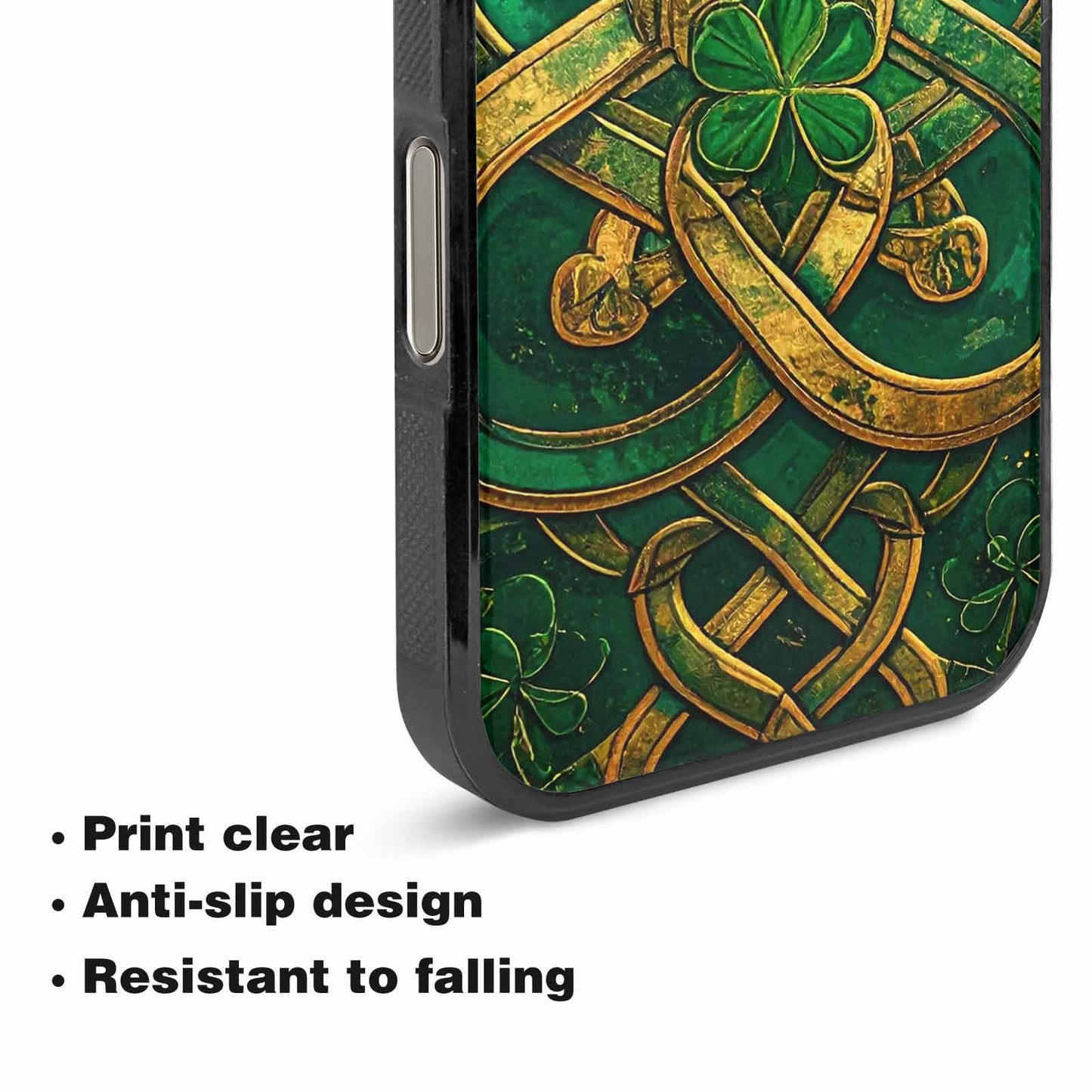 iPhone 16 Pro Case — Irish Celtic Knot Pattern Shamrocks Seamless, Custom Print Case Cover