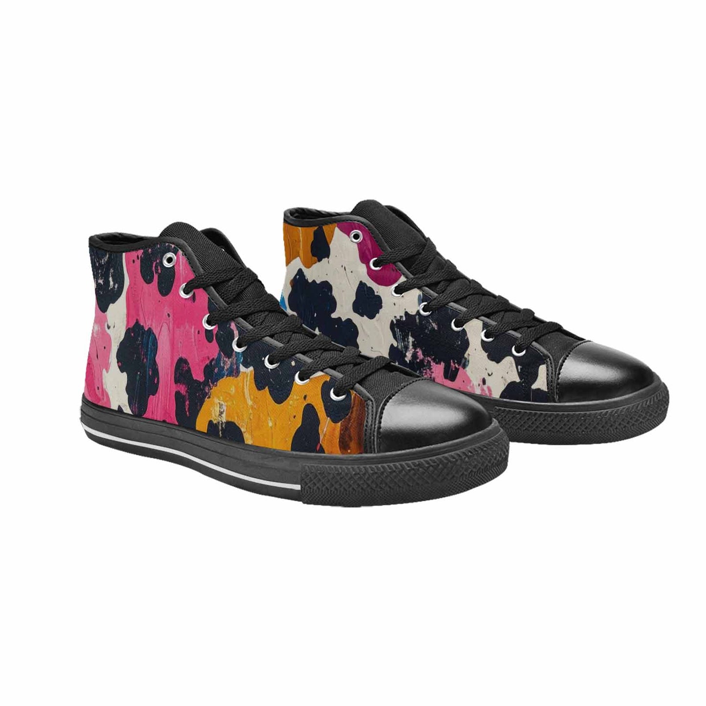 WOMEN'S Cow Animal Print High Top Canvas Cottagecore Shoes