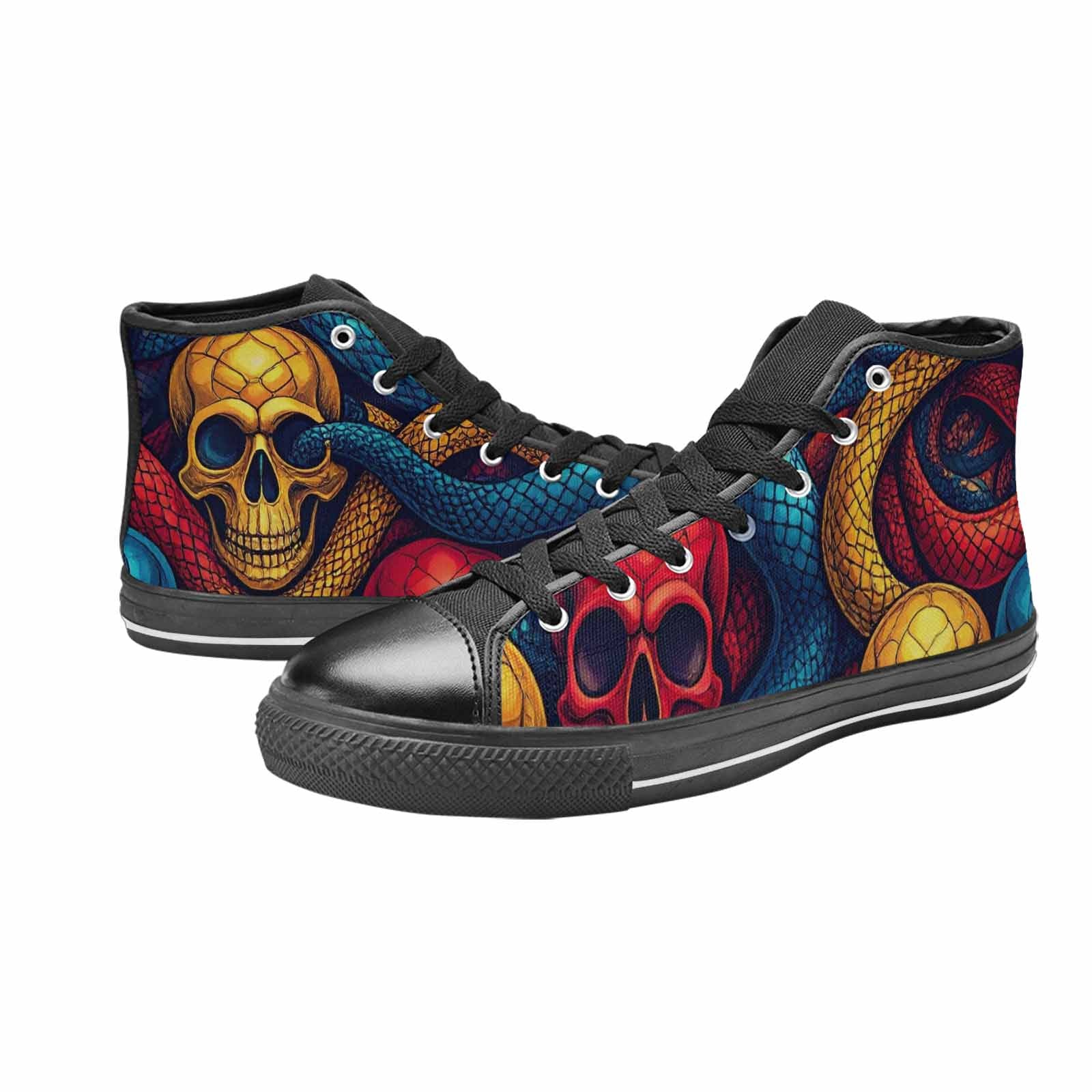 WOMEN'S Snake Skulls Print High Top Canvas Y2K Custom Sneakers