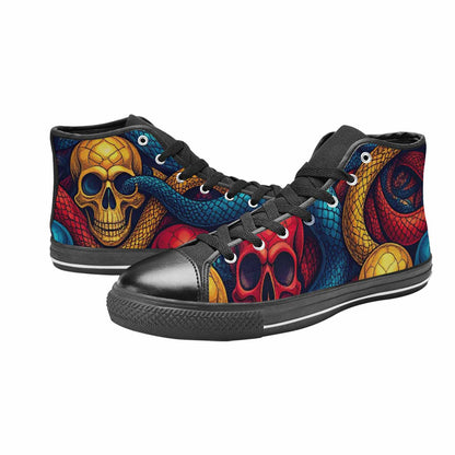 WOMEN'S Snake Skulls Print High Top Canvas Y2K Custom Sneakers