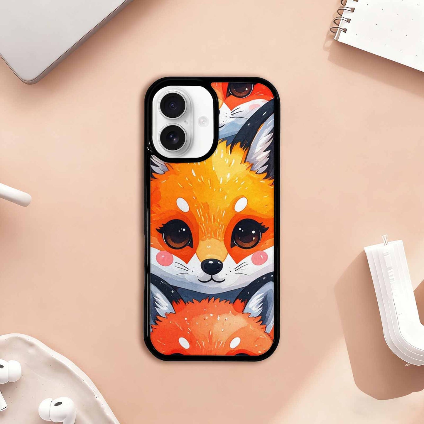 iPhone 17 Case — Watercolor Kawaii Fox Watercolor Abstract, Custom Art Phone Cover