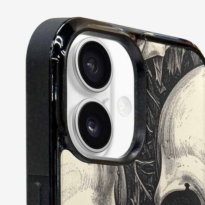 iPhone 16 Plus Case — 20 Skulls Overlapping Seamless Tileable Pattern, Custom Made Phone Cover